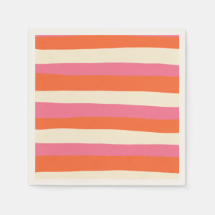 Uneven Stripes - Pink, Orange and Cream Napkin