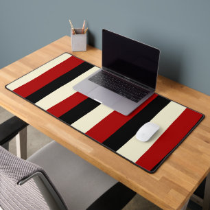 Uneven Stripes - Red and Cream Desk Mat