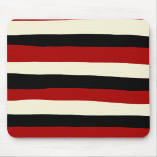 Uneven Stripes - Red and Cream Mouse Pad