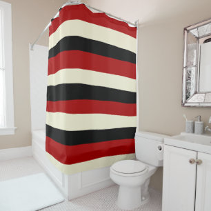 Uneven Stripes - Red and Cream Shower Curtain
