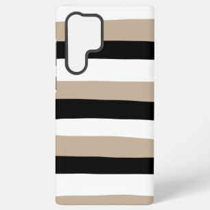 Uneven Stripes - Taupe, Black and White Samsung Galaxy Case