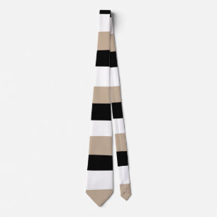 Uneven Stripes - Taupe, Black and White Tie