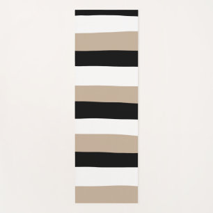 Uneven Stripes - Taupe, Black and White Yoga Mat