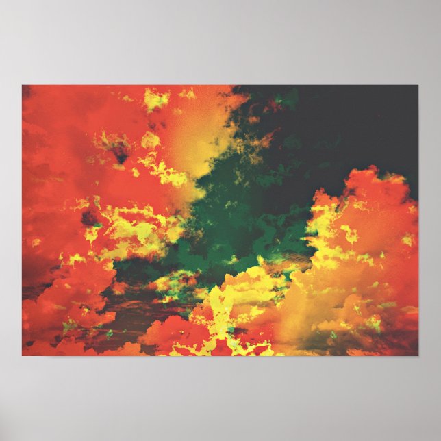 Unexpected clouds in red yellow green colours poster (Front)