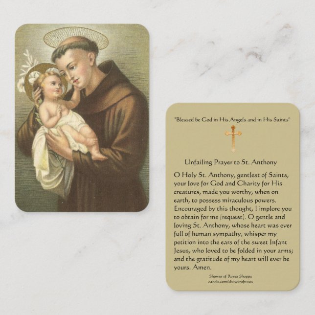 Unfailing Prayer to Saint Anthony of Padu Business Card (Front/Back)
