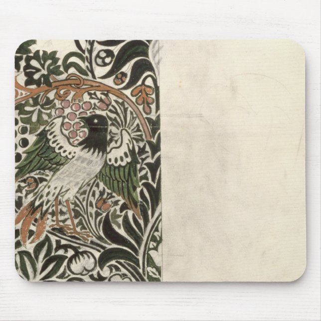 Unfinished 'Bird and Vine' wood block design for w Mouse Pad (Front)