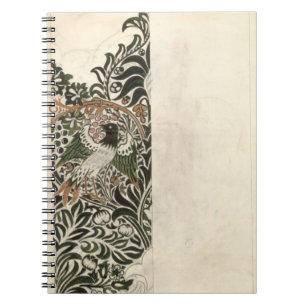 Unfinished 'Bird and Vine' wood block design for w Spiral Notebook