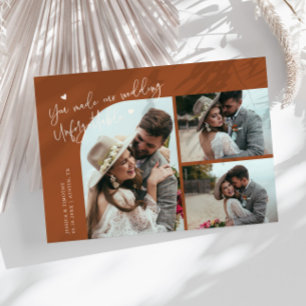 Unforgettable Wedding Terracotta Multi Photo Thank You Card