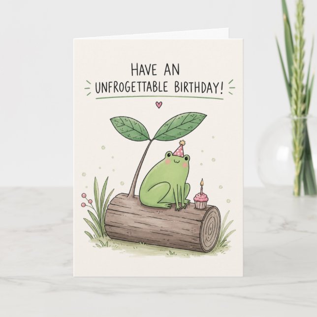 Unfrogettable Birthday Frog Funny Greeting Card (Front)