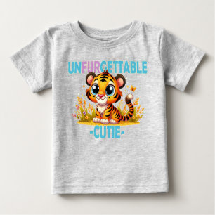 Unfurgettable Cutie fun pun. Baby Tiger cartoon Baby T-Shirt