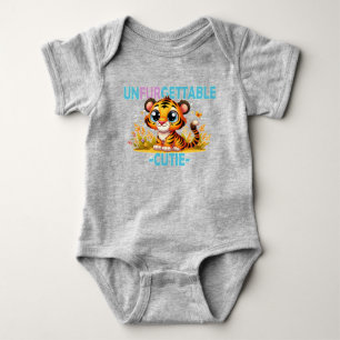 Unfurgettable Cutie fun pun. Baby Tiger cartoon Bodysuit