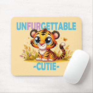 Unfurgettable Cutie fun pun. Baby Tiger cartoon Mouse Pad