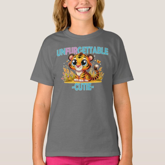 Unfurgettable Cutie fun pun. Baby Tiger cartoon T-Shirt (Front)