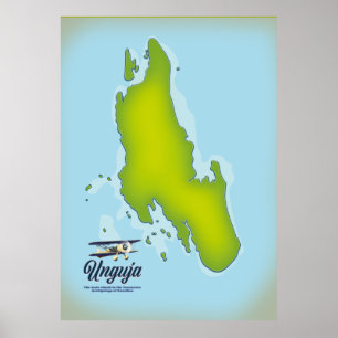 Unguja Island travel map Poster