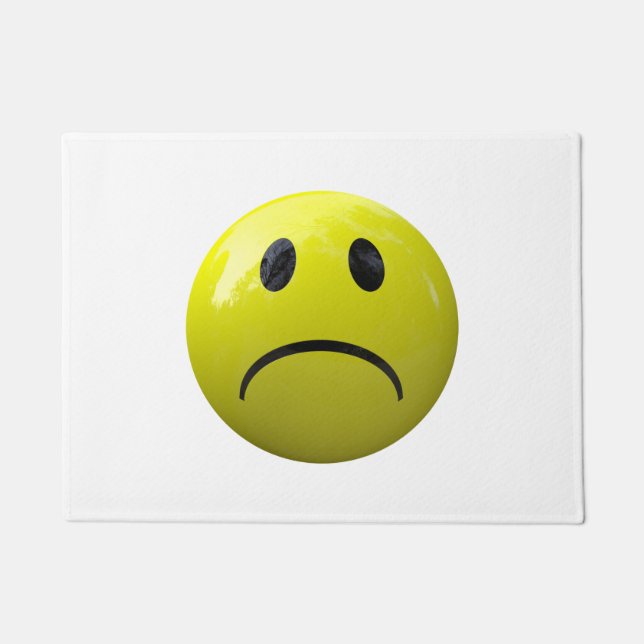 unhappy face emoji door mat doormat (Front)