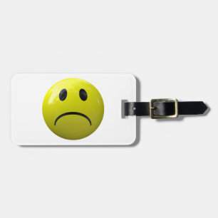 unhappy face emoji luggage tag