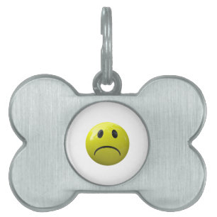 unhappy face emoji pet name tag
