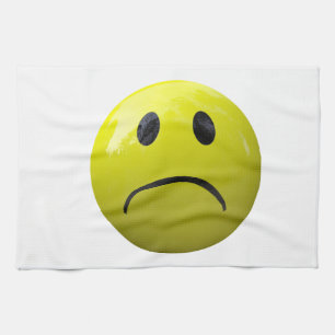 unhappy face emoji tea towel