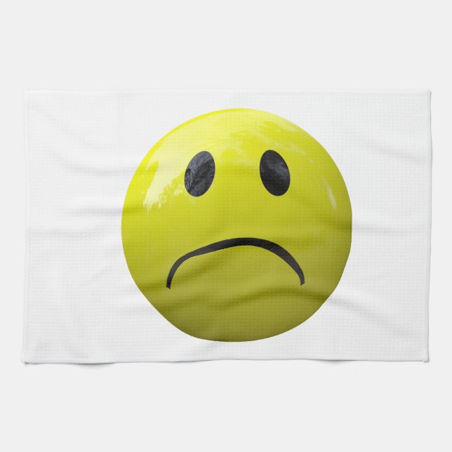 unhappy face emoji tea towel (Horizontal)