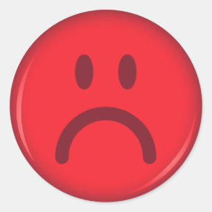 Unhappy pouty angry red face classic round sticker