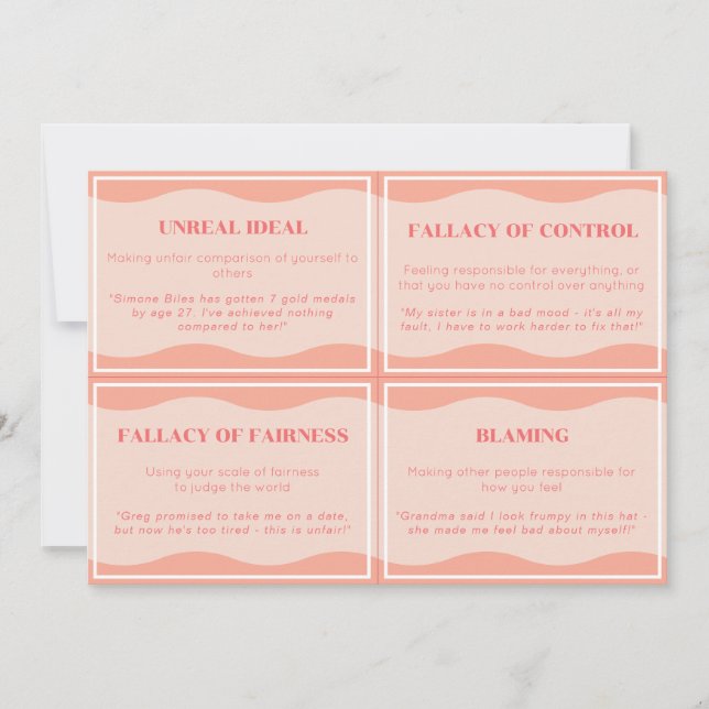 Unhelpful Thinking Styles Modern Peach Set Cards 4 (Front)