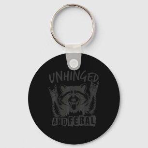 Unhinged And Feral Funny Racoon Men Girl Toddler  Key Ring