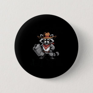 Unhinged And Feral Raccoon Cowboy Can Trash Panda  6 Cm Round Badge