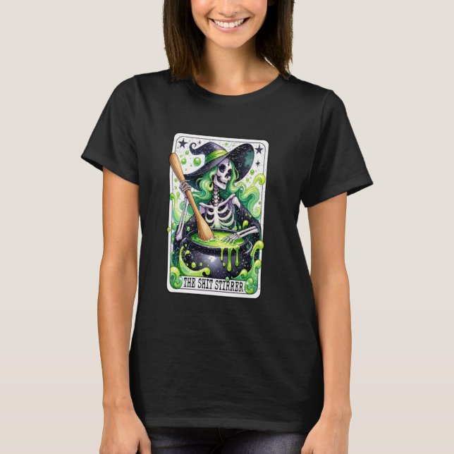 Unhinged Witchy Halloween Tarot Card Fortune Telli T-Shirt (Front)