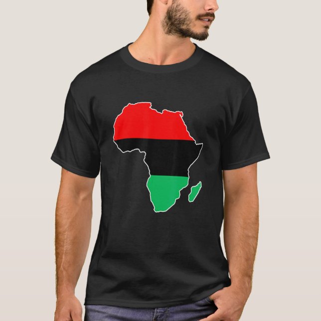 Unia Flag Map Continent African Pride Black Histor T-Shirt (Front)