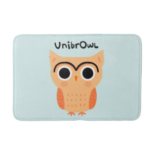UnibrOwl Unibrow Owl Funny Cute Eyebrows Owl Bath Mat