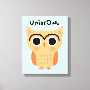 UnibrOwl Unibrow Owl   Funny Cute Eyebrows Owl Canvas Print