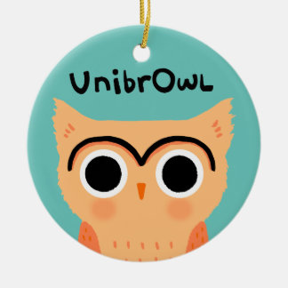 UnibrOwl Unibrow Owl | Funny Cute Eyebrows Owl Ceramic Tree Decoration