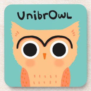 UnibrOwl Unibrow Owl   Funny Cute Eyebrows Owl Coaster