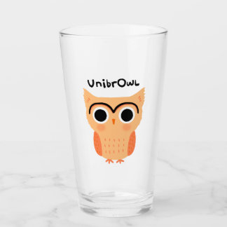 UnibrOwl Unibrow Owl | Funny Cute Eyebrows Owl Glass