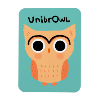 UnibrOwl Unibrow Owl | Funny Cute Eyebrows Owl Magnet