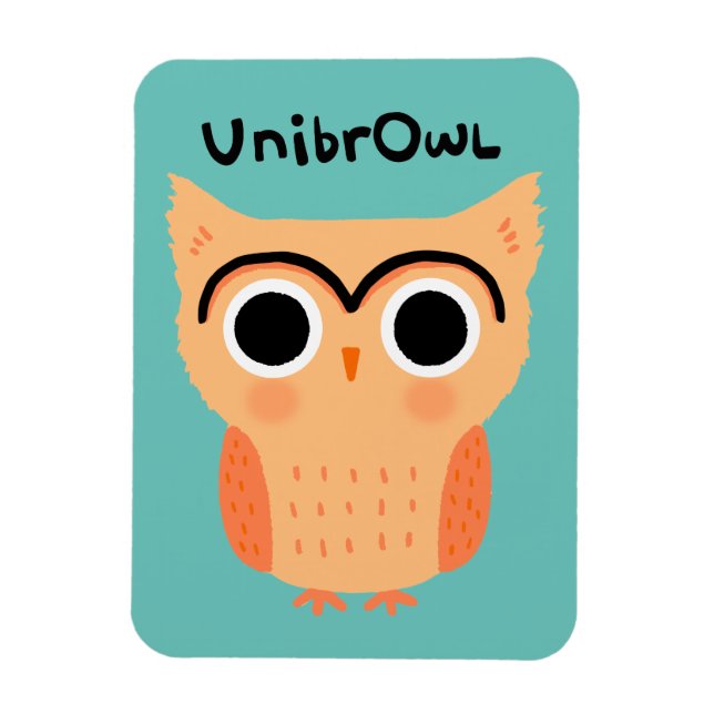 UnibrOwl Unibrow Owl | Funny Cute Eyebrows Owl Magnet (Vertical)