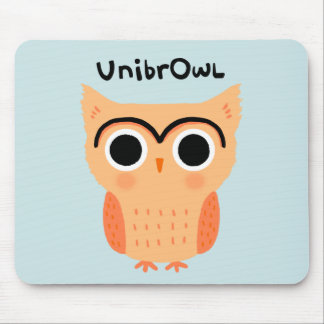 UnibrOwl Unibrow Owl | Funny Cute Eyebrows Owl Mouse Pad