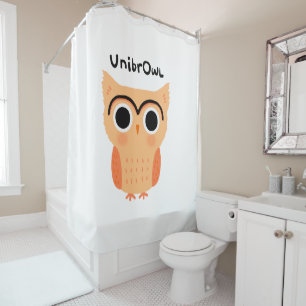 UnibrOwl Unibrow Owl Funny Cute Eyebrows Owl Shower Curtain