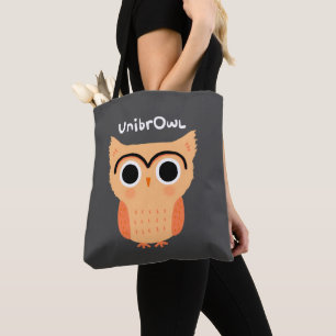 UnibrOwl Unibrow Owl   Funny Cute Eyebrows Owl Tote Bag