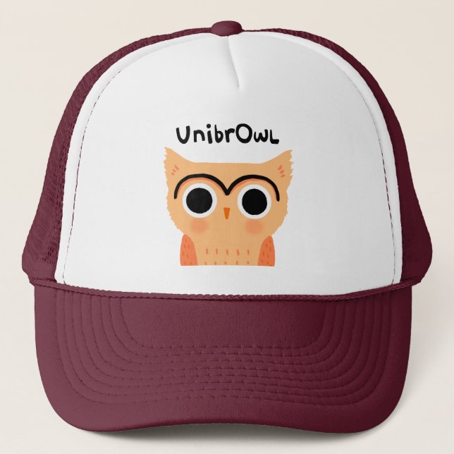 UnibrOwl Unibrow Owl | Funny Cute Eyebrows Owl Trucker Hat (Front)