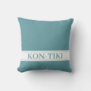 Unicolor Deep Aqua. Nautical Boat Name Cushion