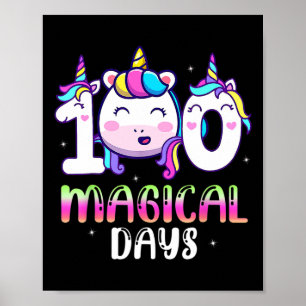 Unicorn 100 Magical Days Girls Kids 100th Day Of S Poster