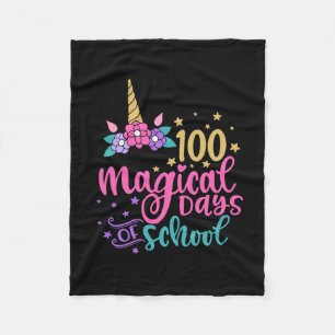 Unicorn 100 Magical Days Of School  Fleece Blanket