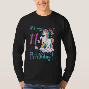 Unicorn 11th Birthday Girls 11 Year Old Unicorn L T-Shirt
