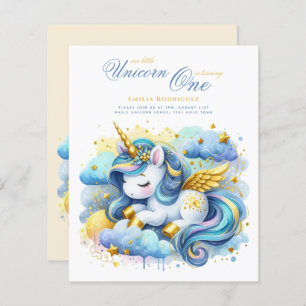 Unicorn 1st Birthday (or EDIT AGE) Teal Gold