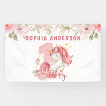 Unicorn 1st Birthday Pink Little Girl