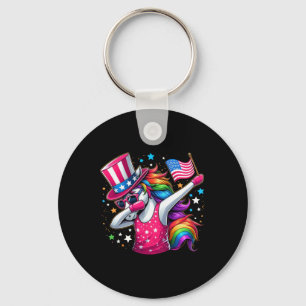 Unicorn 4th Of July Uncle Sam Girls American Flag Key Ring