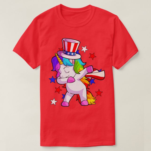 Unicorn 4th of July  Women Toddler Girls American  T-Shirt (Design Front)