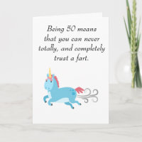 Unicorn 50th Birthday Trust a Fart Humour 50