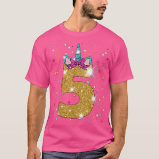 Unicorn 5th Birthday Girl Five 5 Years Old 146  T-Shirt